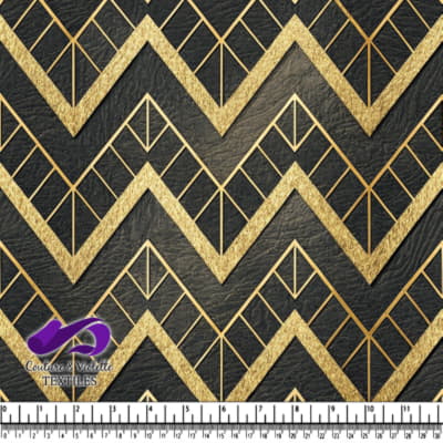 Art Deco Black and Gold Pattern Fabric
