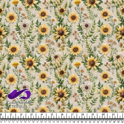 Motif Floral de Tournesols et de Végétation