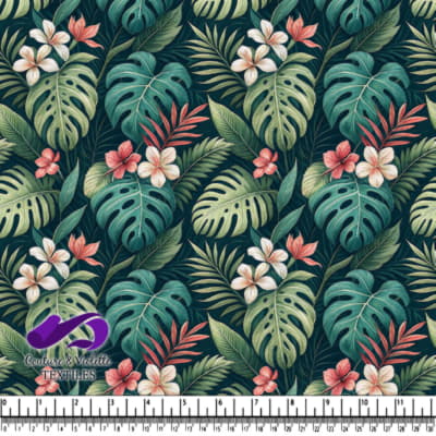 Motif de Feuilles et Fleurs Tropicales