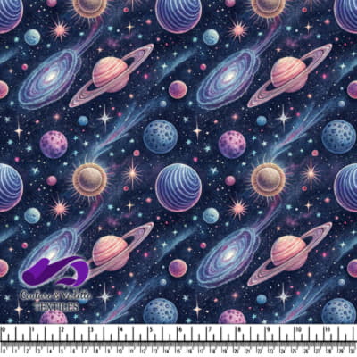 Colorful Planets and Stars in Space