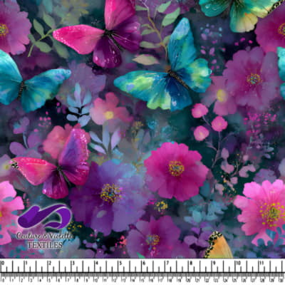 Motif Vibrant de Papillons et de Fleurs