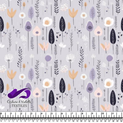 Delicate Floral Pattern on Soft Grey Background