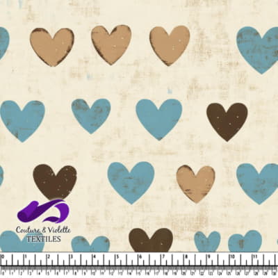 Rustic Blue and Brown Hearts Pattern