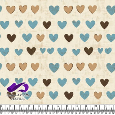 Rustic Blue and Brown Hearts Pattern