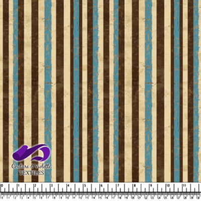 Rustic Blue and Brown Striped Fabric Pattern