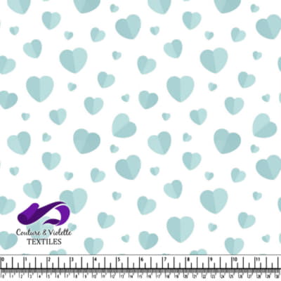 Blue Heart Pattern on White Textile