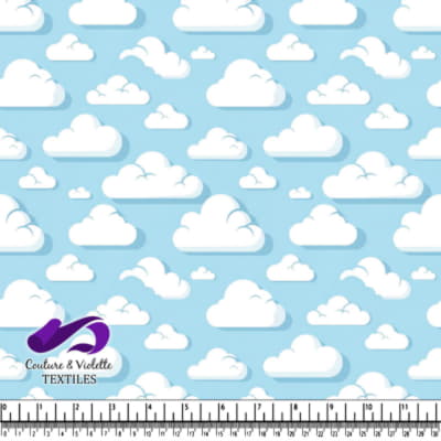 White Clouds on Blue Sky Pattern