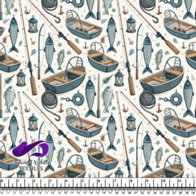 Motif Équipement de Pêche et Bateaux