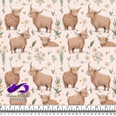 Tissu de Vache des Highlands dans la Prairie