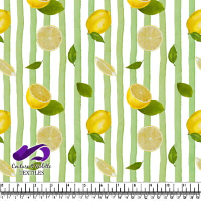 Motif de Citrons et Rayures Vertes