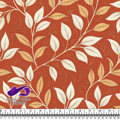 Feuilles d'Automne sur Fond Terracotta
