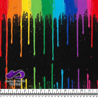 Rainbow Paint Drips on Black Background