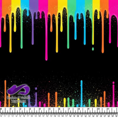 Colorful Paint Drips on Black Background