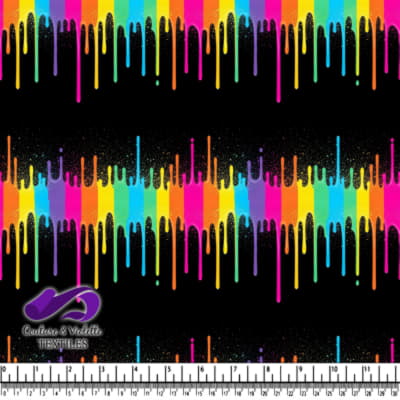 Colorful Paint Drips on Black Background