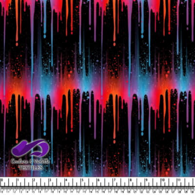 Neon Paint Drips on Black Background