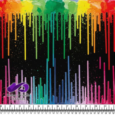 Rainbow Paint Drips on Black Background