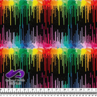 Rainbow Paint Drips on Black Background