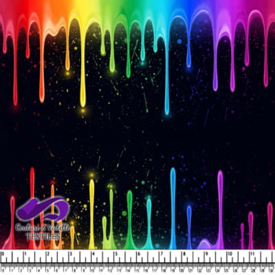 Colorful Rainbow Dripping Paint on Black Background