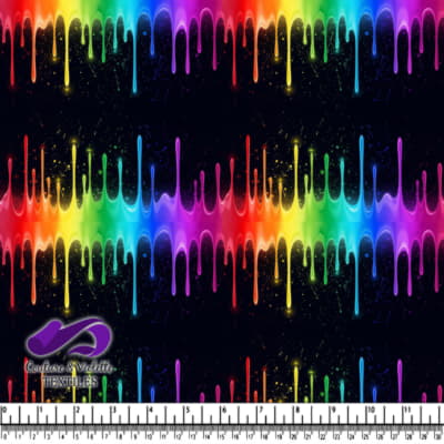 Colorful Rainbow Dripping Paint on Black Background