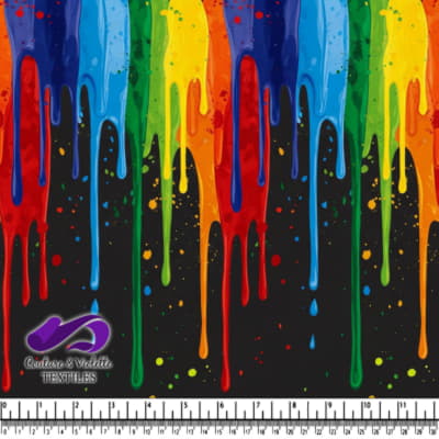 Dripping Rainbow Paint on Black Background