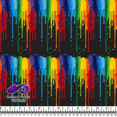 Dripping Rainbow Paint on Black Background