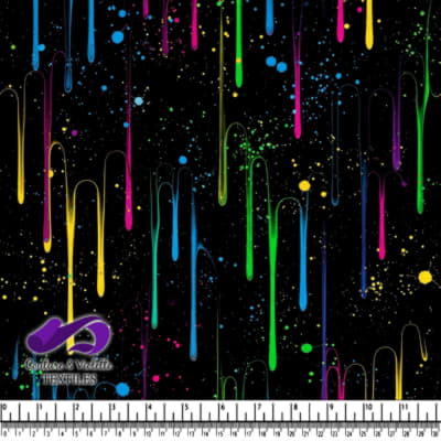 Neon Paint Drips on Black Background