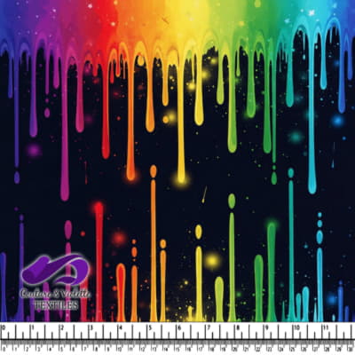 Vibrant Rainbow Drips on Black Background