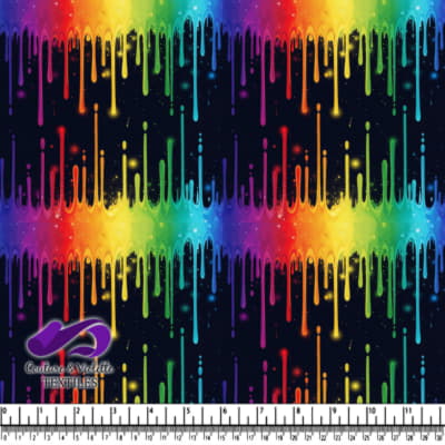 Vibrant Rainbow Drips on Black Background