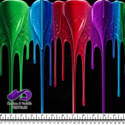 Dripping Multicolor Paint on Black Background