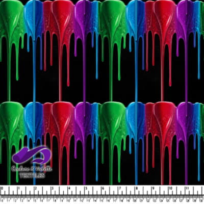 Dripping Multicolor Paint on Black Background