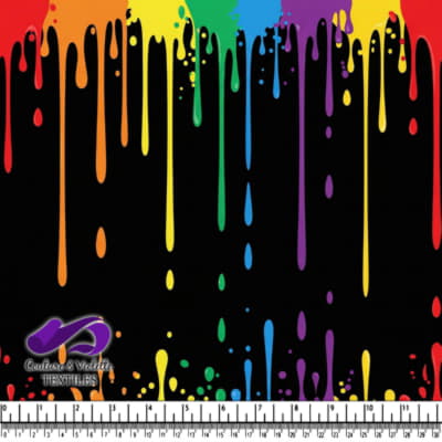 Rainbow Paint Drips on Black Background