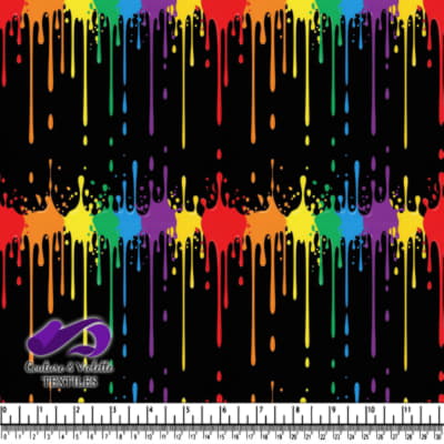 Rainbow Paint Drips on Black Background