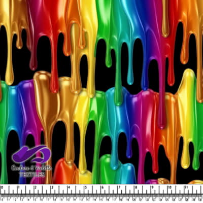 Melting Rainbow Paint on Black Background