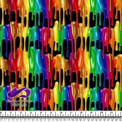 Melting Rainbow Paint on Black Background