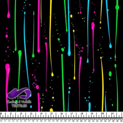 Neon Paint Drips on Black Background