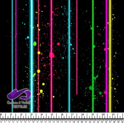 Neon Paint Splatter Lines on Black Background