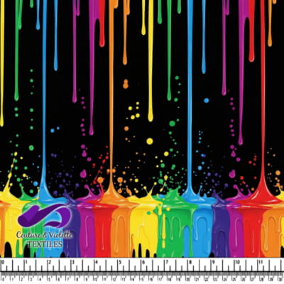 Rainbow Paint Drips on Black Background