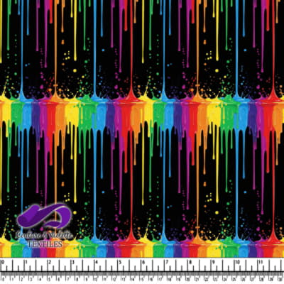 Rainbow Paint Drips on Black Background