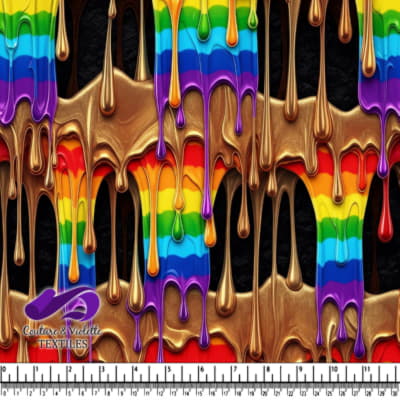 Melting Rainbow and Gold Drip Pattern