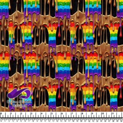 Melting Rainbow and Gold Drip Pattern