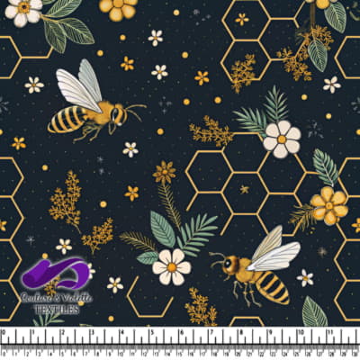 Beehive Floral Pattern on Dark Background