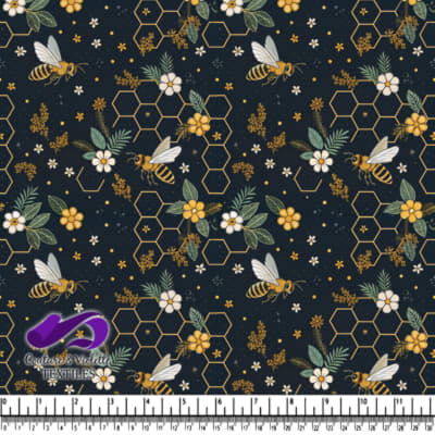 Beehive Floral Pattern on Dark Background