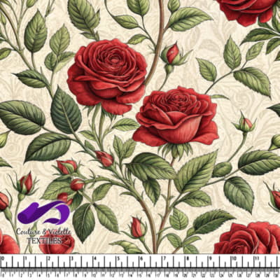 Vintage Red Roses Floral Pattern