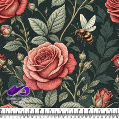 Vintage Roses and Bee Pattern