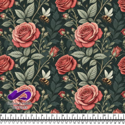 Vintage Roses and Bee Pattern