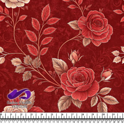 Motif Floral de Roses Vintage Rouges