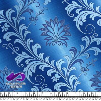 Imprimé Floral Bleu en Spirale