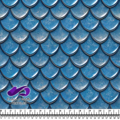 Tissu à Motif Écailles de Sirène Bleues