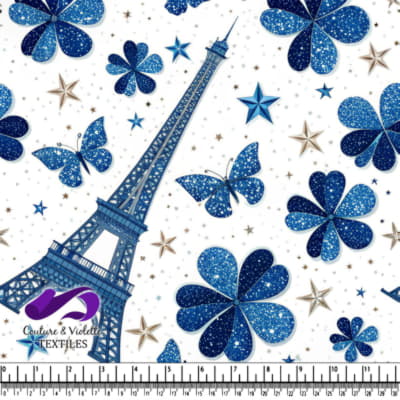 Motif de la Tour Eiffel Parisienne Bleue