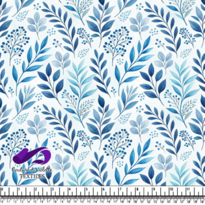 Motif de Feuilles Botaniques Bleues